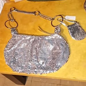 NWT silver sequin purse